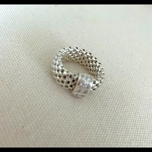 Silpada Mesh and CZ ring size 6